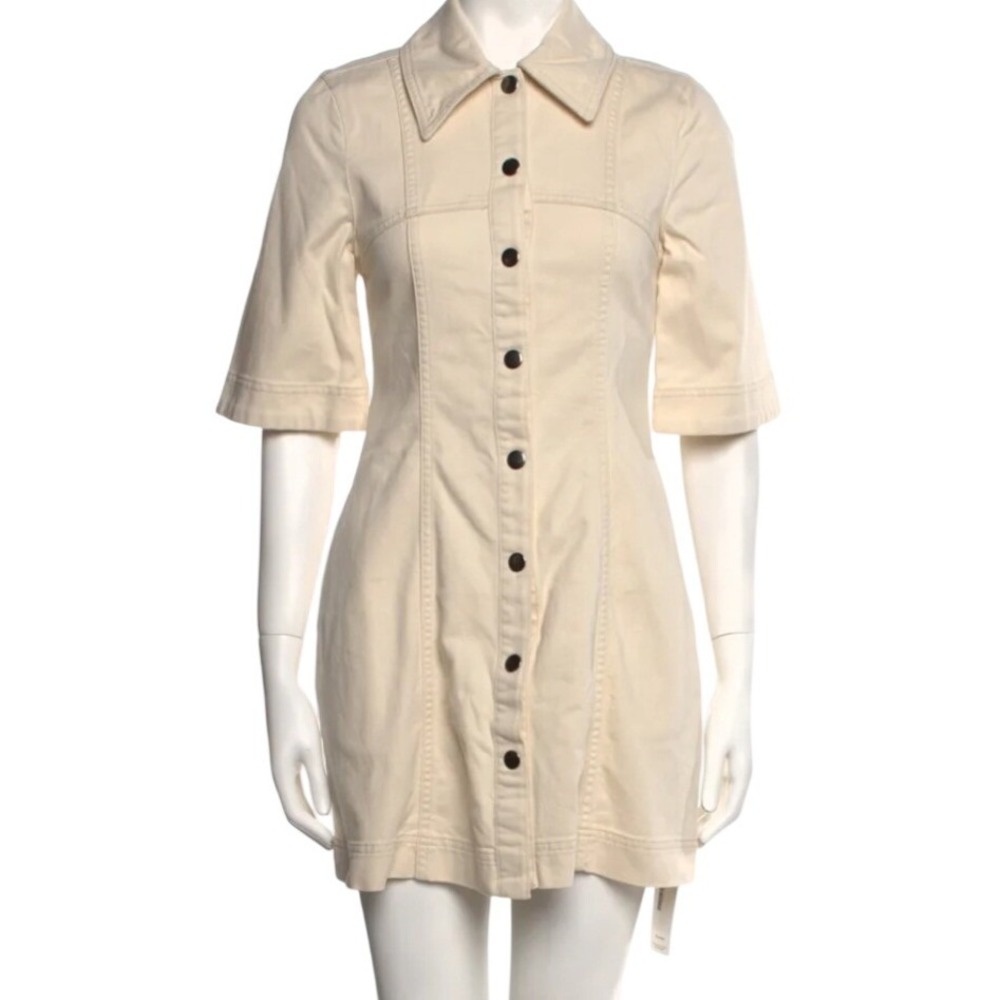 Baum und Pferdgarten Alley Cream Denim Mini Dress snap Front 34/XS/S NEW Western
